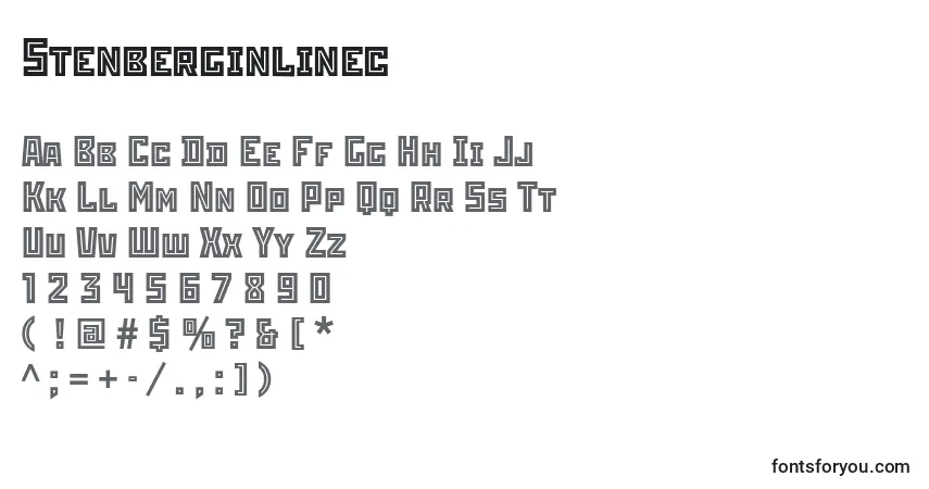 A fonte Stenberginlinec – alfabeto, números, caracteres especiais