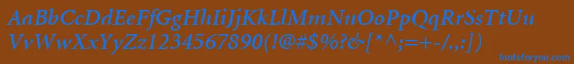 MinionLtSemiboldItalic Font – Blue Fonts on Brown Background