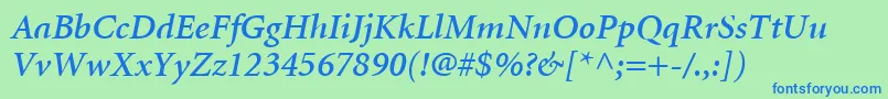 MinionLtSemiboldItalic Font – Blue Fonts on Green Background
