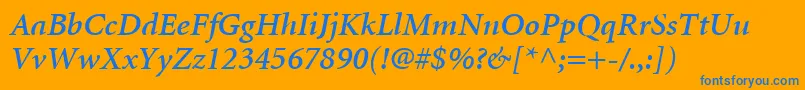 MinionLtSemiboldItalic Font – Blue Fonts on Orange Background