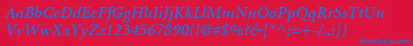 MinionLtSemiboldItalic Font – Blue Fonts on Red Background