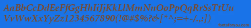 MinionLtSemiboldItalic Font – Brown Fonts on Blue Background
