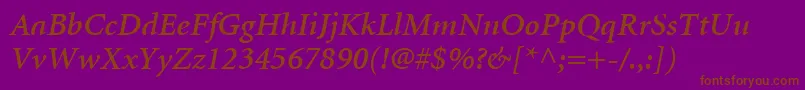 MinionLtSemiboldItalic Font – Brown Fonts on Purple Background