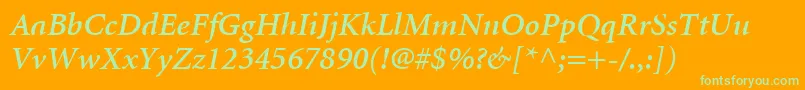 MinionLtSemiboldItalic Font – Green Fonts on Orange Background
