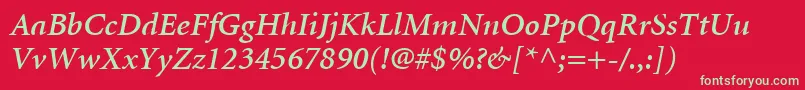 MinionLtSemiboldItalic Font – Green Fonts on Red Background