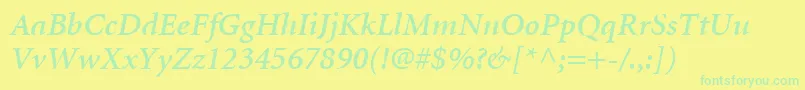 MinionLtSemiboldItalic Font – Green Fonts on Yellow Background