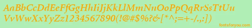 MinionLtSemiboldItalic Font – Orange Fonts on Green Background