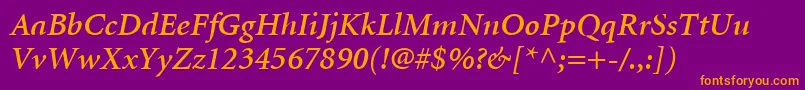 MinionLtSemiboldItalic Font – Orange Fonts on Purple Background