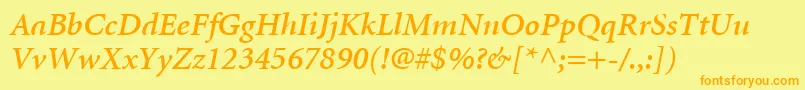 MinionLtSemiboldItalic Font – Orange Fonts on Yellow Background