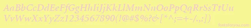 MinionLtSemiboldItalic Font – Pink Fonts on Yellow Background