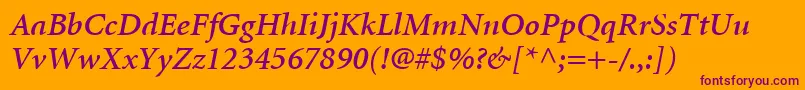MinionLtSemiboldItalic Font – Purple Fonts on Orange Background