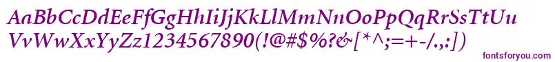 MinionLtSemiboldItalic Font – Purple Fonts on White Background