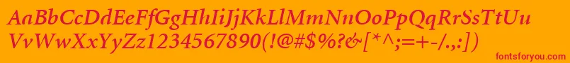 フォントMinionLtSemiboldItalic – オレンジの背景に赤い文字