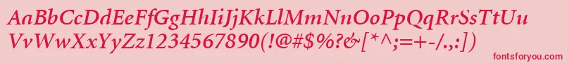 MinionLtSemiboldItalic Font – Red Fonts on Pink Background