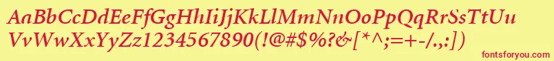 MinionLtSemiboldItalic Font – Red Fonts on Yellow Background