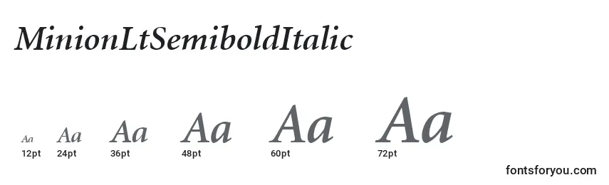 Размеры шрифта MinionLtSemiboldItalic