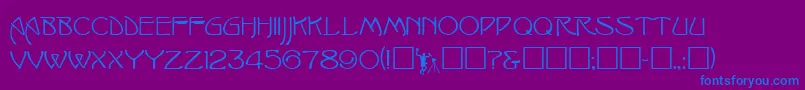 Czcionka IshmaelRegular – niebieskie czcionki na fioletowym tle