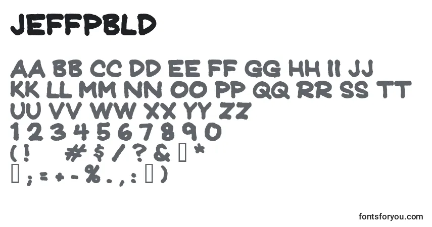 Jeffpbld-fontti – aakkoset, numerot, erikoismerkit