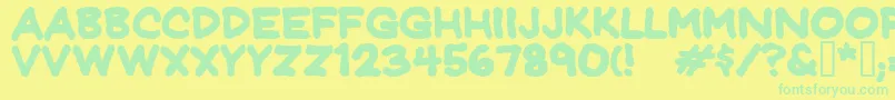 Jeffpbld Font – Green Fonts on Yellow Background