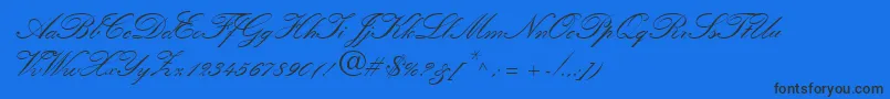QuillScriptSsiBold Font – Black Fonts on Blue Background