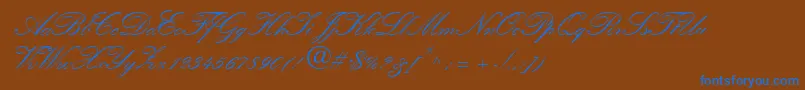 QuillScriptSsiBold Font – Blue Fonts on Brown Background