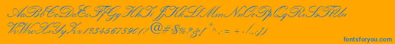 QuillScriptSsiBold Font – Blue Fonts on Orange Background