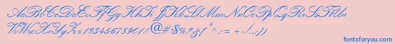 QuillScriptSsiBold Font – Blue Fonts on Pink Background