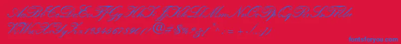 QuillScriptSsiBold Font – Blue Fonts on Red Background