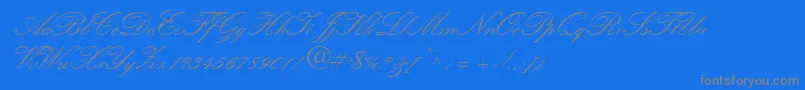 QuillScriptSsiBold Font – Gray Fonts on Blue Background