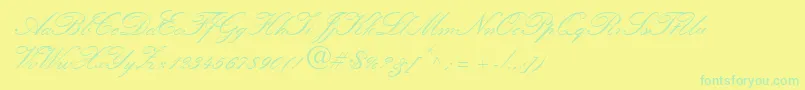 QuillScriptSsiBold Font – Green Fonts on Yellow Background