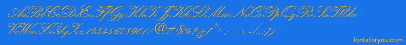 QuillScriptSsiBold Font – Orange Fonts on Blue Background