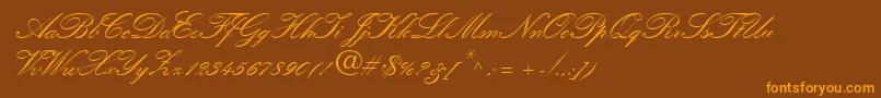 QuillScriptSsiBold Font – Orange Fonts on Brown Background