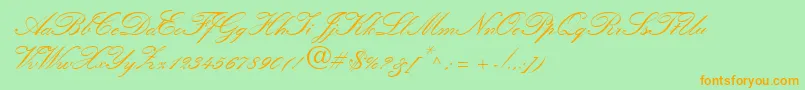Шрифт QuillScriptSsiBold – оранжевые шрифты на зелёном фоне