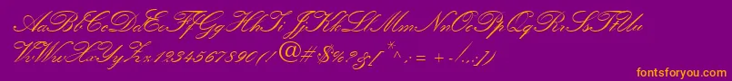 QuillScriptSsiBold Font – Orange Fonts on Purple Background