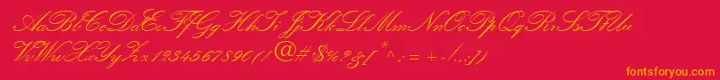 QuillScriptSsiBold Font – Orange Fonts on Red Background