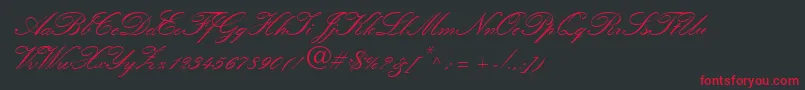Czcionka QuillScriptSsiBold – czerwone czcionki na czarnym tle