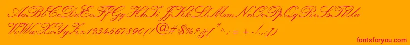 QuillScriptSsiBold Font – Red Fonts on Orange Background