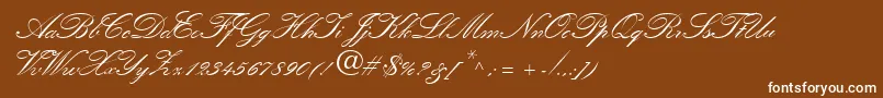 QuillScriptSsiBold-Schriftart – Weiße Schriften auf braunem Hintergrund