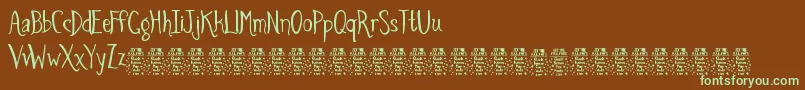 SpidersandsparrowsDemo-Schriftart – Grüne Schriften auf braunem Hintergrund