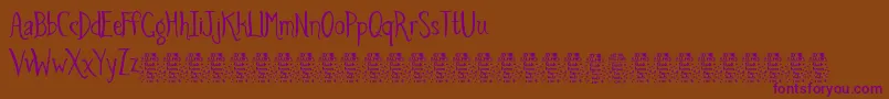 Czcionka SpidersandsparrowsDemo – fioletowe czcionki na brązowym tle