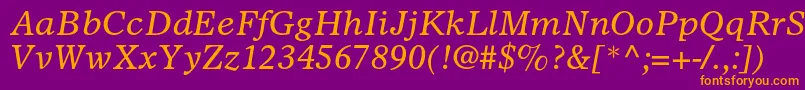 OlympianltstdItalic Font – Orange Fonts on Purple Background