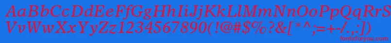 OlympianltstdItalic Font – Red Fonts on Blue Background