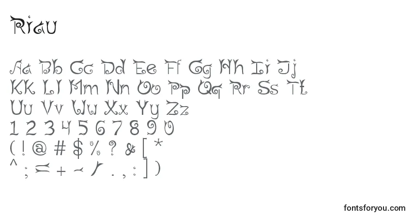Шрифт Riau – алфавит, цифры, специальные символы