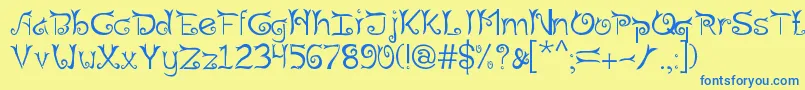 Riau Font – Blue Fonts on Yellow Background