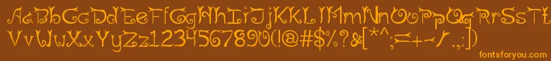Weitere Informationen zur Riau-Schriftart Riau-Schriftart – Orangefarbene Schriften auf braunem Hintergrund