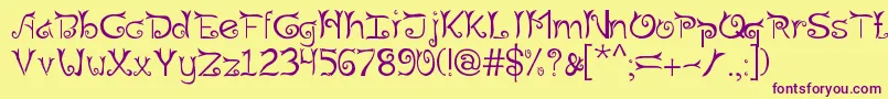 Riau Font – Purple Fonts on Yellow Background