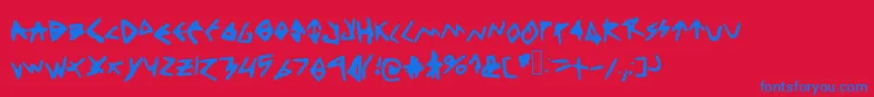 Thinkpositive-Schriftart – Blaue Schriften auf rotem Hintergrund