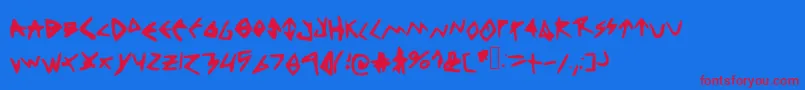 Thinkpositive-Schriftart – Rote Schriften auf blauem Hintergrund