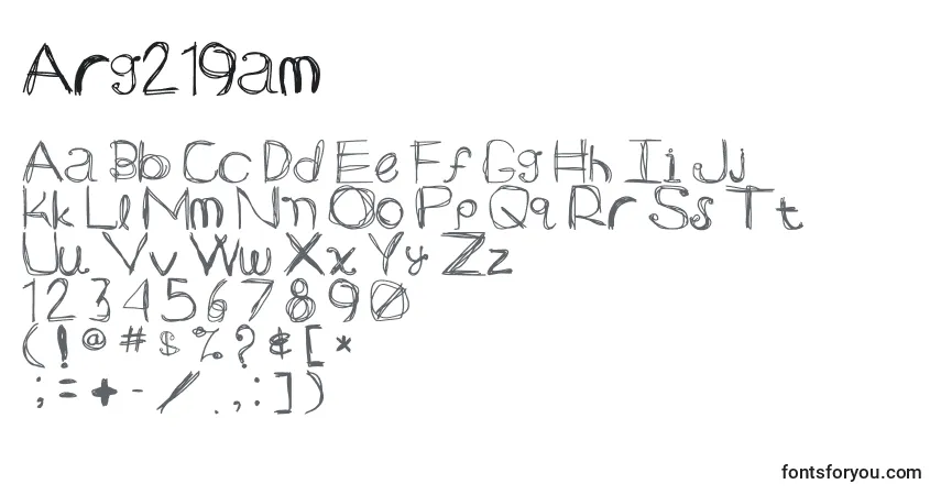 Czcionka Arg219am – alfabet, cyfry, specjalne znaki