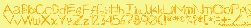 フォントArg219am – オレンジの文字が黄色の背景にあります。